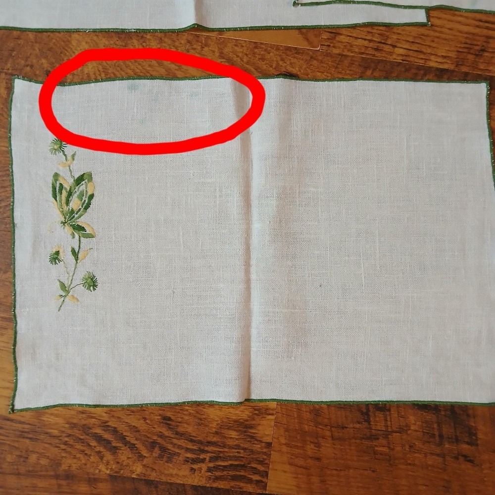 Vtg Linen Placemats Embroidered Butterfly Design Set of 8 16'' x 11'' W/Napkins - Picture 13 of 15